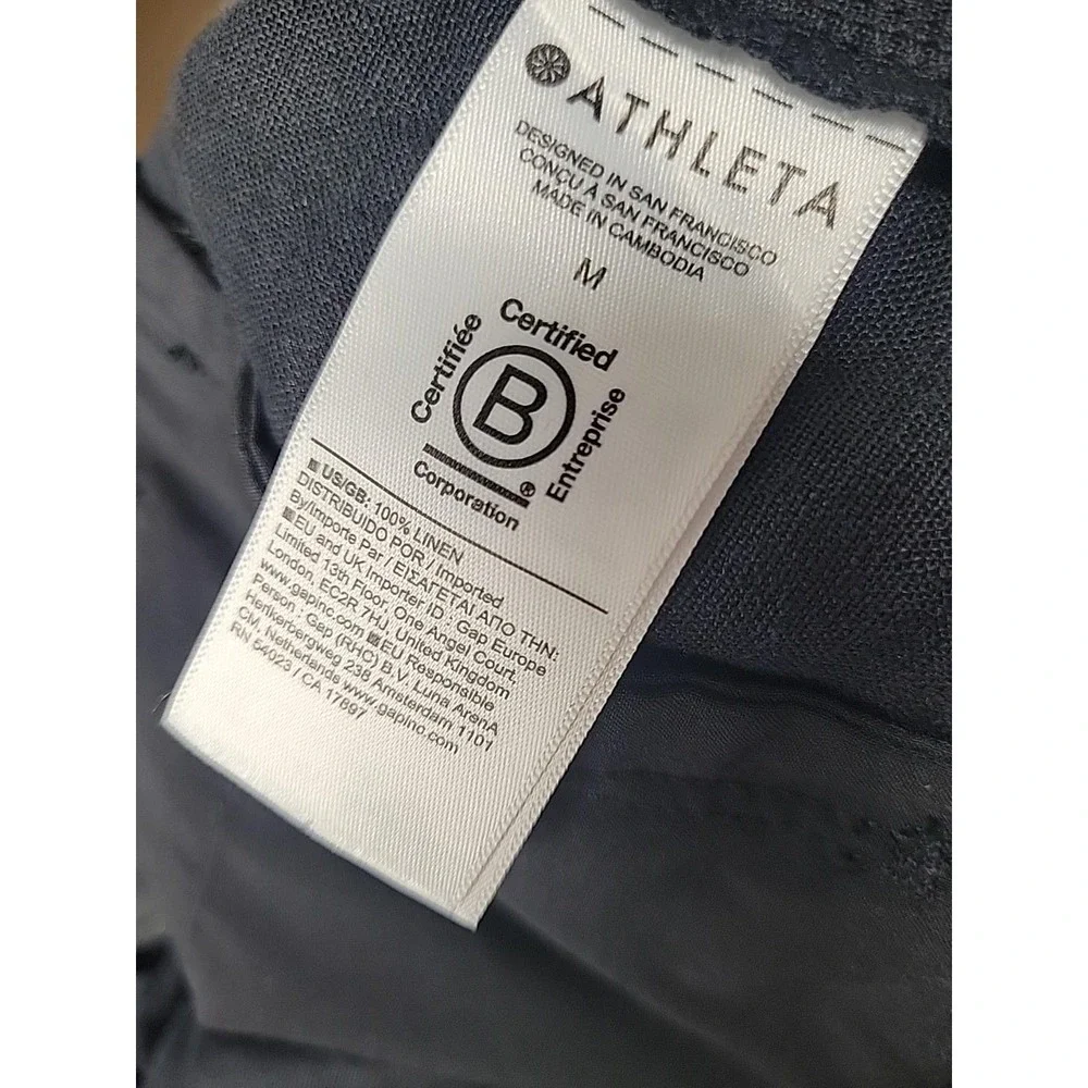 Athleta Cabo Linen Short Black Elastic Waist Drawstring 851045-09 Women Medium